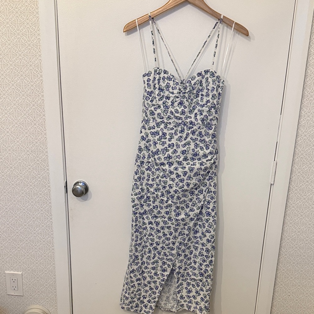 Zara Blue Floral Midi Dress